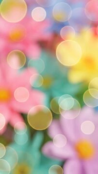 A Vibrant Display of Colorful Blossoms with Soft Bokeh Effects, Capturing the Essence of Spring's Beauty and the Tranquility of Nature's Palette.