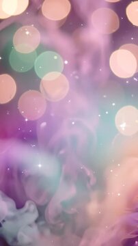 A Beautiful Blending of Soft Pastel Hues and Glowing Bokeh Lights Captured in Ethereal Smoke Formations for a Dreamlike Visual Experience