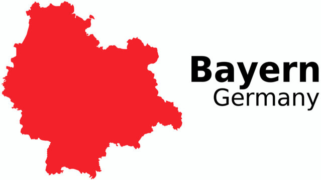 Map of Bavaria region in Germany with red color  geographical illustration