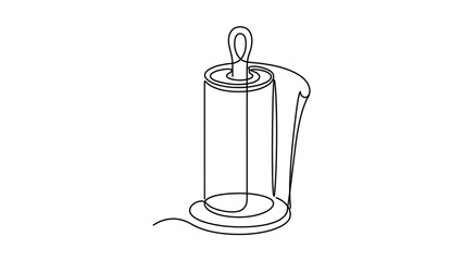 Obraz premium Continuous Line Drawing of a Candle with Shadow
