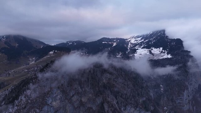 Mountainous region of Stoos in Switzerland Swiss Alps highlands nature winter