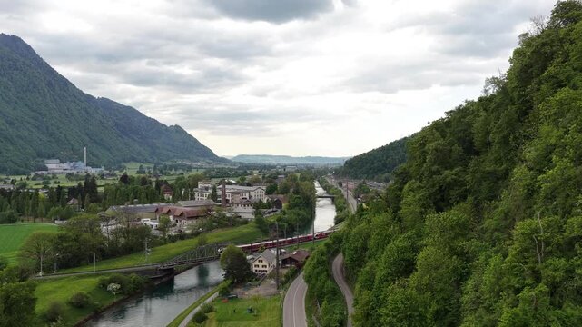 Linth Channel Jenny Areal industrial estate Glarus Nord railway station Switzerland