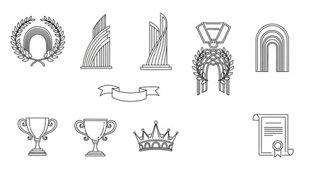 Obraz premium Collection of achievement and award icons.