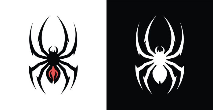 Tribal Spider Logo Vector, Black Widow Spider Symbol, Abstract Arachnid Emblem Design