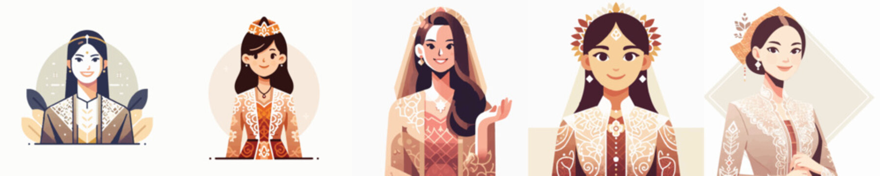 Vector of a Javanese woman wearing traditional kebaya