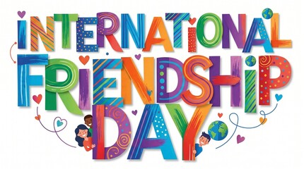Fototapeta premium Colorful text celebrating international friendship day with vibrant letters
