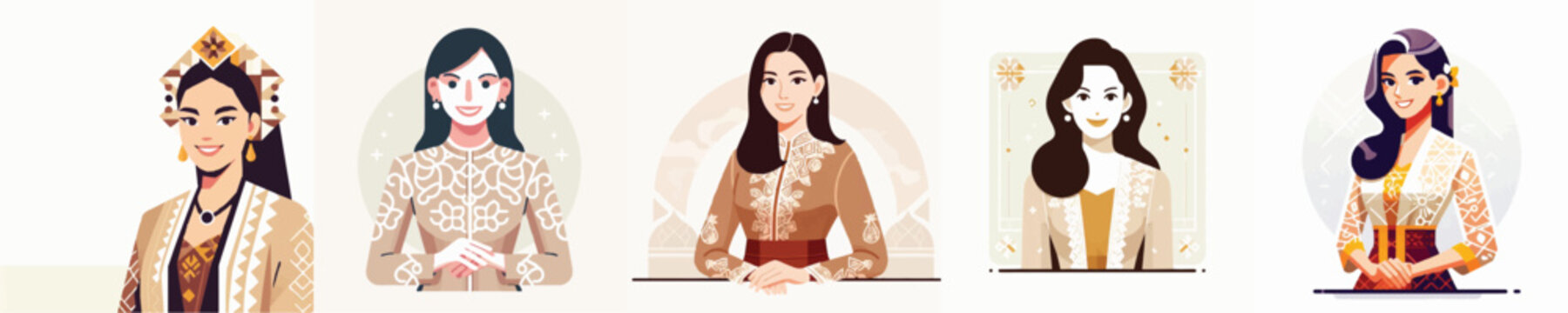 Vector of a Javanese woman wearing traditional kebaya