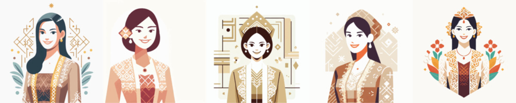 Vector of a Javanese woman wearing traditional kebaya