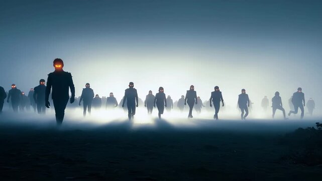 Undead Zombie Horror Group Mystery Supernatural Anonymous Crowd Walking Through Fog Ethereal