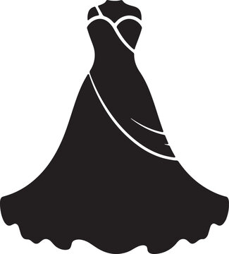 Elegant strapless evening gown silhouette for luxury formal event fashion wear graphic.