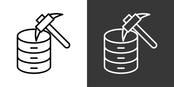 Data Mining Black And White Icon Set Collection Pack Vector Illustration