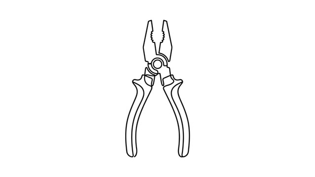 Wire Cutting Pliers - Simple Line Art Illustration