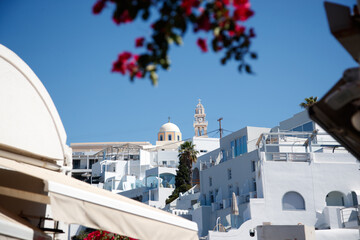 Fototapeta premium White church and architecture in Fira, Greece