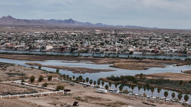 Laughlin Nevada USA and Colorado River Big Bend, Drone Aerial View