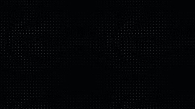 Minimalist black and white motion graphics background featuring an abstract grid of rotating vector lines. Ideal for science, tech, and data visualization