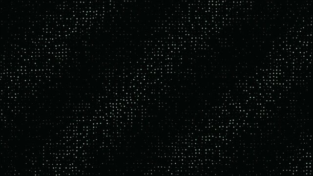 Abstract dark background featuring diagonal waves of glowing green dots. Ideal for technology, cyber security, data streams, and sci fi themed designs