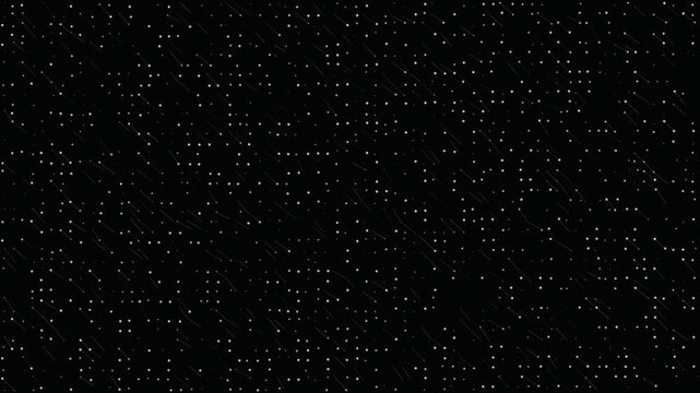 Minimalist looping animation of white data points and diagonal lines moving across a dark screen, ideal for technology and cyber themes