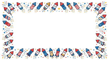 Fototapeta premium Colorful rockets border frame design.