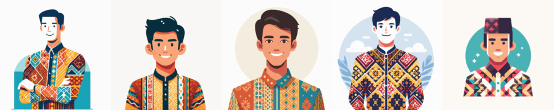 Vector of a Javanese man wearing a batik shirt