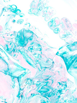 Pink and turquoise creative abstract hand painted background, marble texture