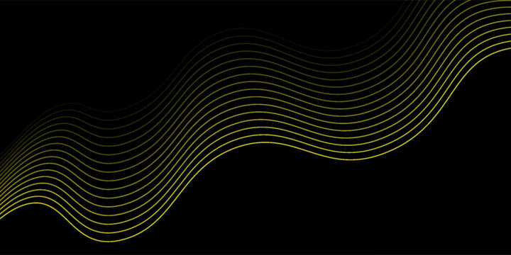 Black abstract old backround with yellow curve line for backdrop or presentation good