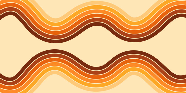 Groovy banner with a stripe yellow tone rainbow.