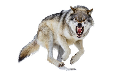 Aggressive wolf snarling with open mouth and sharp teeth © Johanna