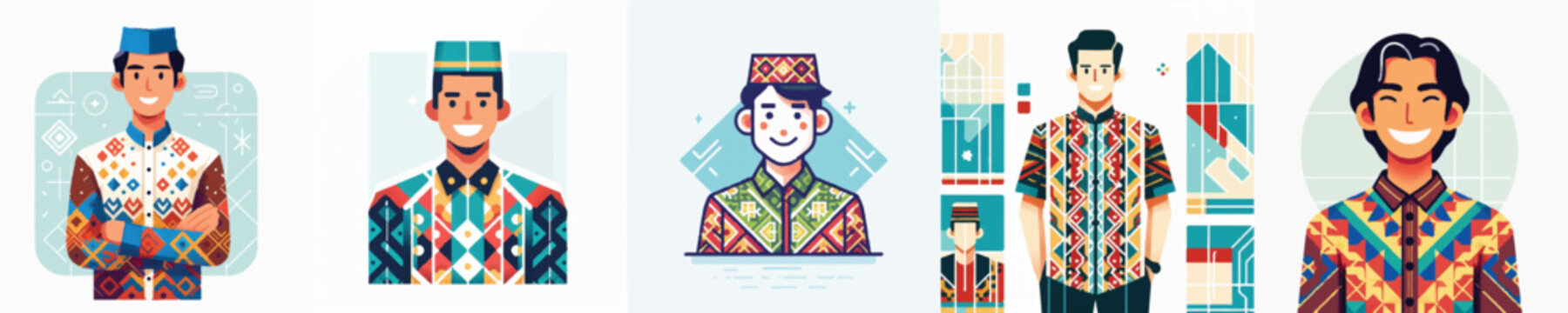 Vector of a Javanese man wearing a batik shirt
