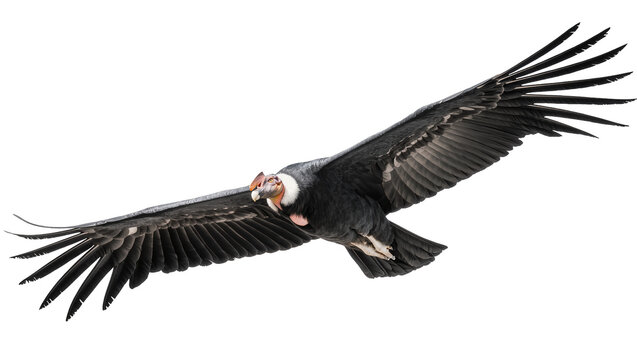 Andean condor bird with spread wings flying