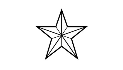 Obraz premium Simple outlined five-pointed star geometric shape, sharp edges, symmetrical design element, isolated on white