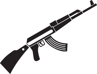 Fototapeta premium AK-47 assault rifle silhouette isolated on transparent background military firearm vector illustration for various designs.