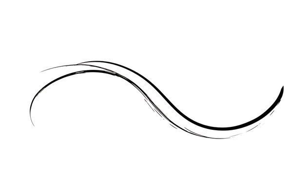 simple black s-shaped curve line on white background, graphic element, decorative flourish