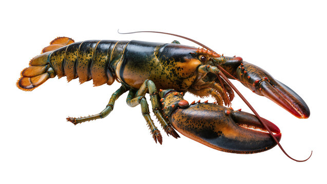 American lobster with large claws and segmented tail