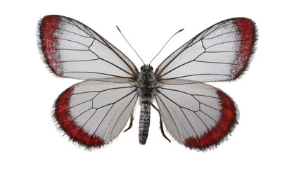 White butterfly with red wing edges and black veins © Niklas