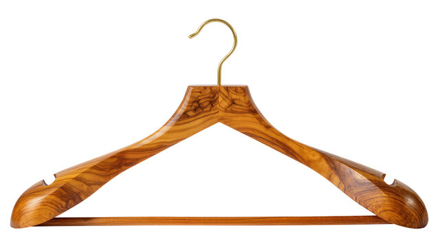 Wooden clothes hanger with golden hook