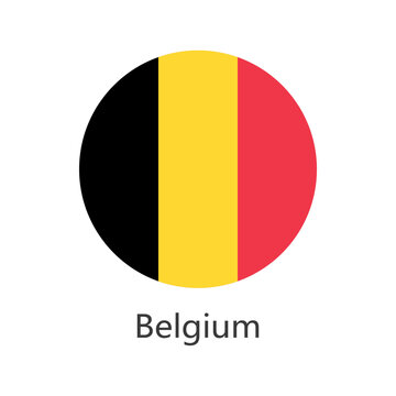 Isolated national flag of The Kingdom of Belgium. Button flag of Belgium. Belgium circle flag vector illustration.