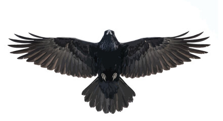 Raven With Wings Spread Isolated On White Background © Rahul