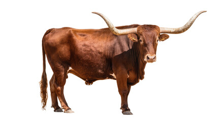 Brown Texas Longhorn Bull with Long Curved Horns © Sarah