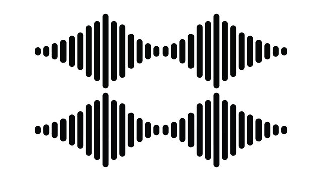 Sound wave pattern with multiple peaks and troughs in a symmetrical design on white background