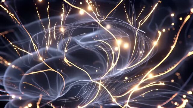 Artificial intelligence. Neuron network. A detailed, highresolution digital artwork of a human brain. The brain is rendered in a transparent, translucent material.
