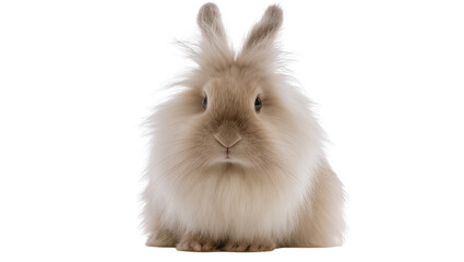 Fluffy beige lionhead rabbit with long fur and upright ears © Sarah