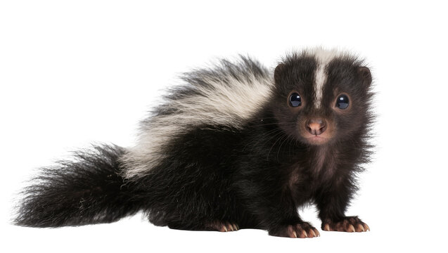 Baby skunk with black and white fur