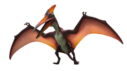 Pterodactyl dinosaur with spread wings and orange crest © Johanna