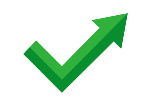 S&iacute;mbolo de verificaci&oacute;n verde con forma de flecha ascendente