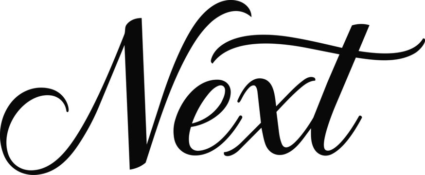 Elegant calligraphy typography the word 'next' in beautiful script font