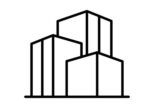 Icono lineal de edificios urbanos
