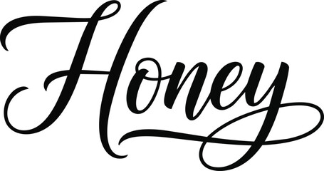 Elegant typography and calligraphy 'honey' wordmark design for branding and invitations © Mst