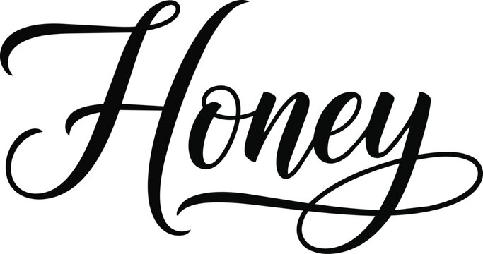 Elegant typography and calligraphy 'honey' wordmark design for branding and invitations