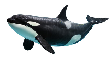 Orca whale swimming, black and white marine mammal © Sarah