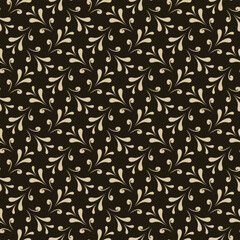 Fototapeta premium Vintage Art Deco Seamless Pattern. Geometric decorative with abstract elements. Retro background. Flower and leave. Brown and beige background.
